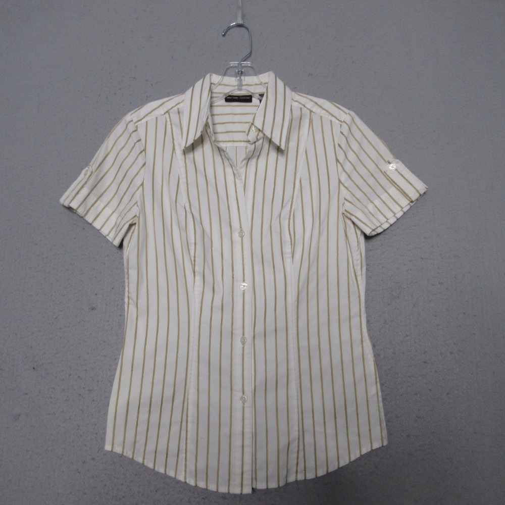 Vintage New York & Co Top Small Stripe Y2K Fitted Secretary Corpcore Office 90s‎